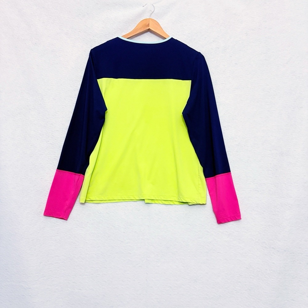 Lands End Women's Size Large Swim Tee Rash Guard Colorblock UPF 50 Long Sleeve - Picture 2 of 7
